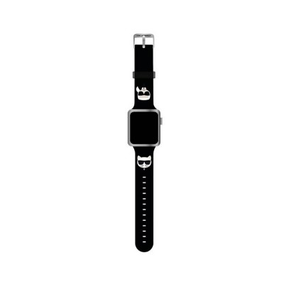 Curea Karl Lagerfeld, Compatibila Cu Apple Watch 38/40/41mm, Colectia Silicone Karl Si Choupette Heads, Negru